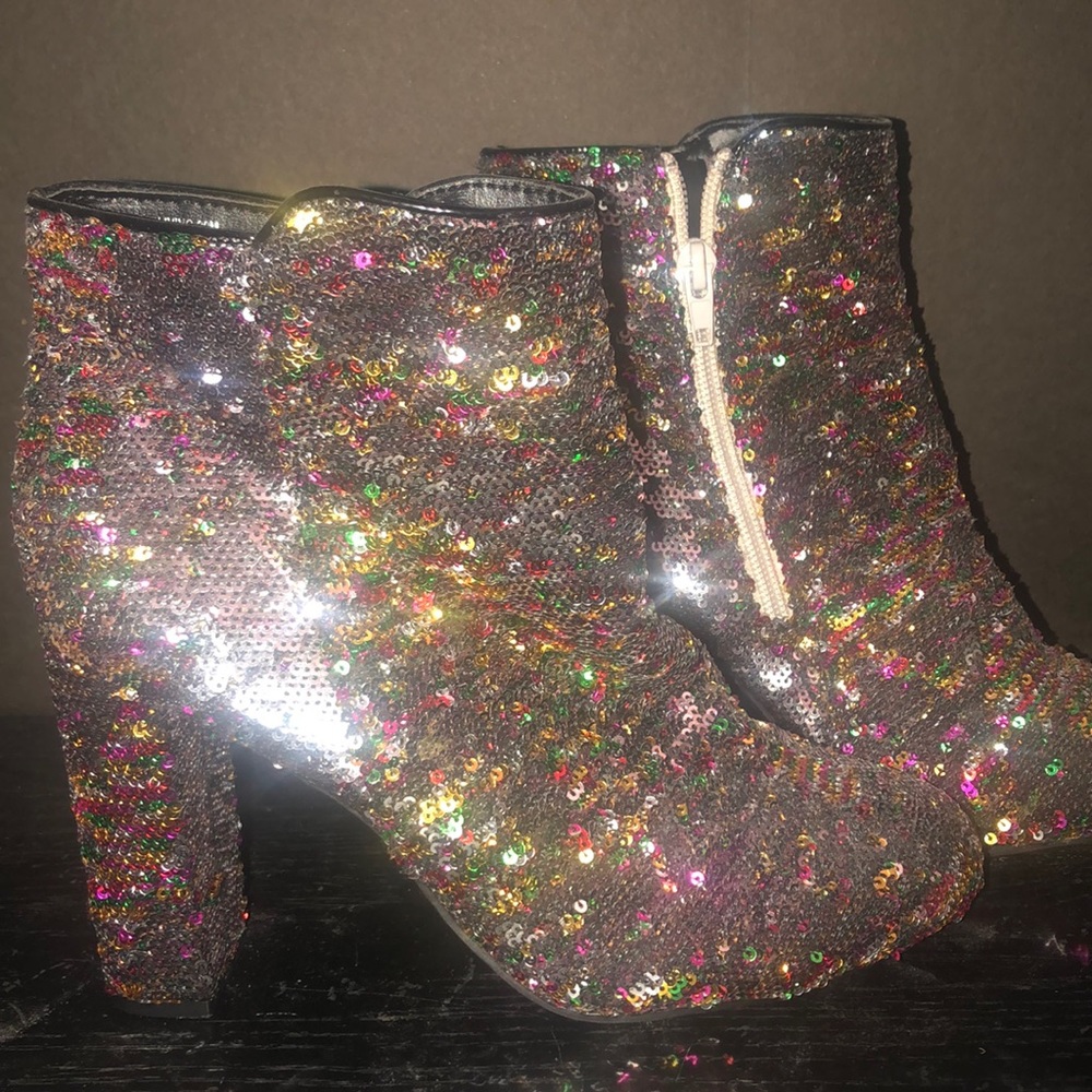 Sequin glitter booties